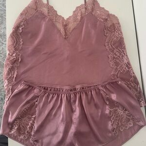 Blush Lace Satin Camisole and Shorts Set
